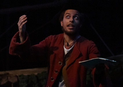 Robert Turner '24 as Long John Silver in ѨƵ Theatre Program's performance of Treasure Island