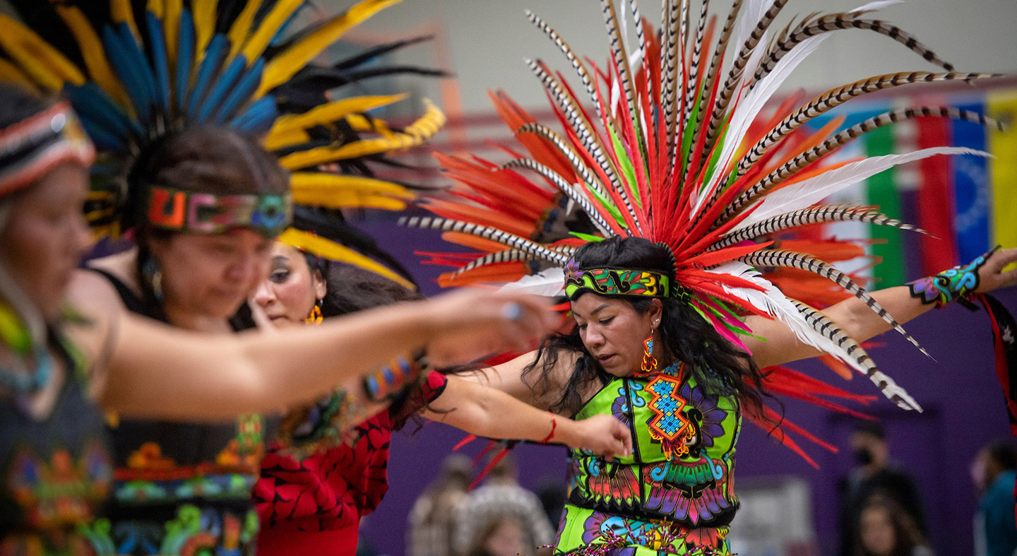 a vibrant performance of dancers at ѨƵ's 2021 Hispanic Heritage Celebracion